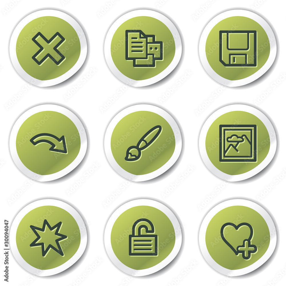 Image viewer web icons set 2, green circle stickers