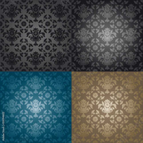 Seamless wallpaper pattern floral, black