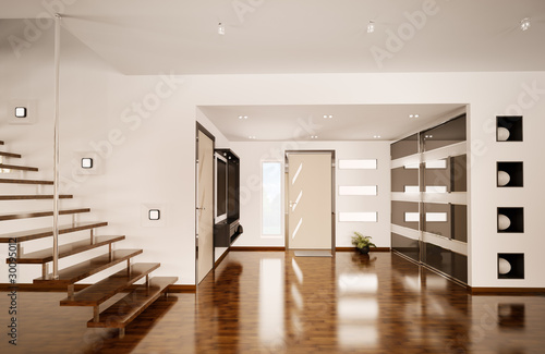 Flur mit der Treppe interior 3d render photo