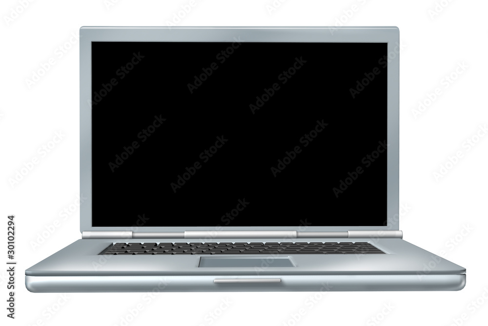 Laptop with black blank screen isolated on white Laptop with black blank screen isolated on white