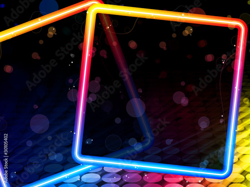 Disco Abstract Square Box on Black Background