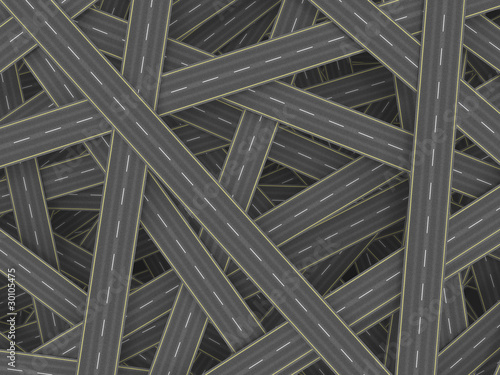 Many roads concept. Abstract transportation background