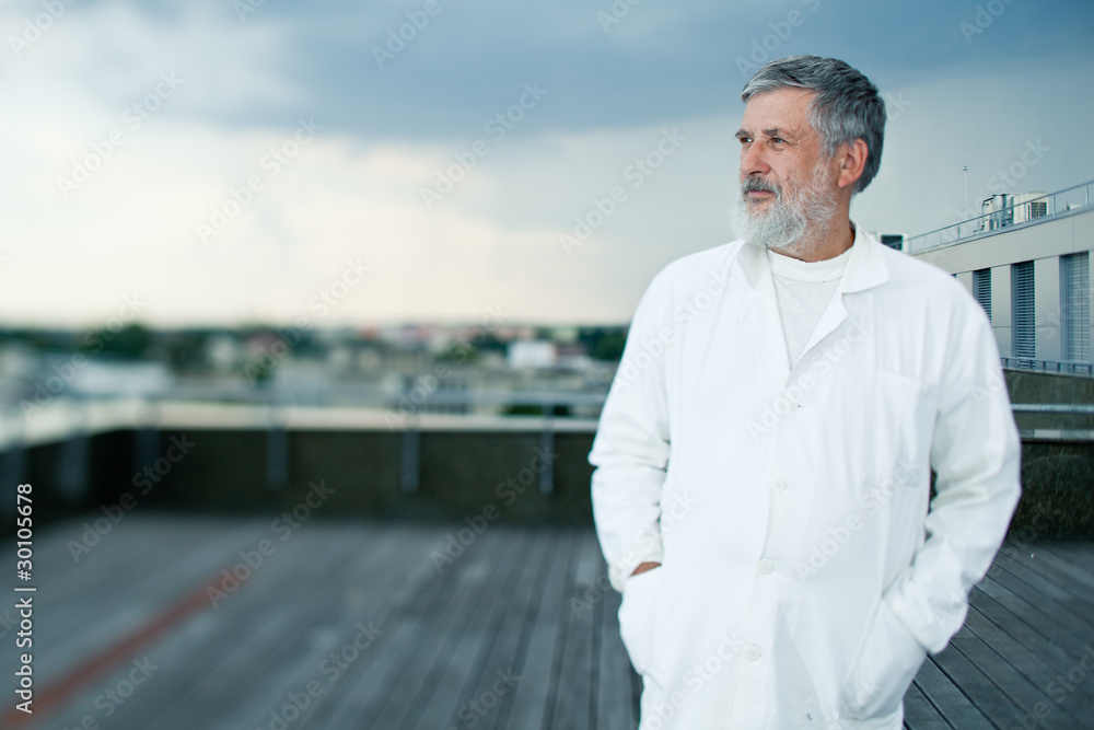 renowned scientist/doctor standing on the roof renowned scientist/doctor standing on the roof