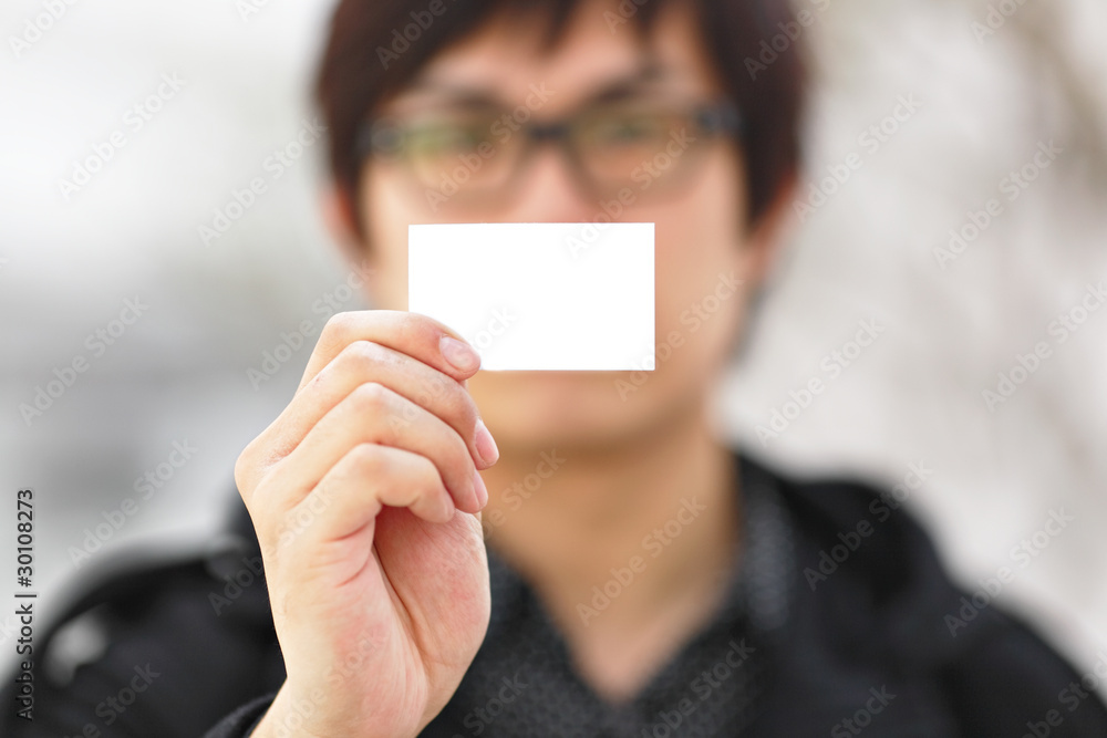 showing blank business card showing blank business card