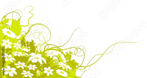 décor vectoriel - fleurs vecteur fond vert, printemps