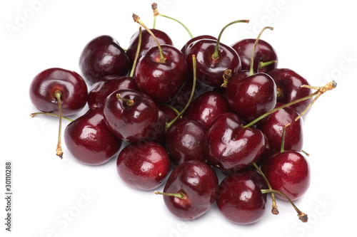 cherry on white macro