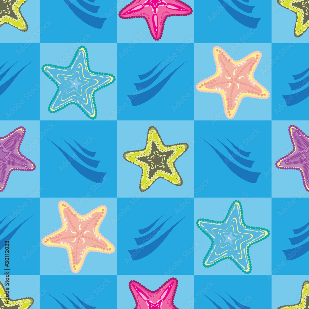 Seamless pattern with colorful star-fishes Seamless pattern with colorful star-fishes