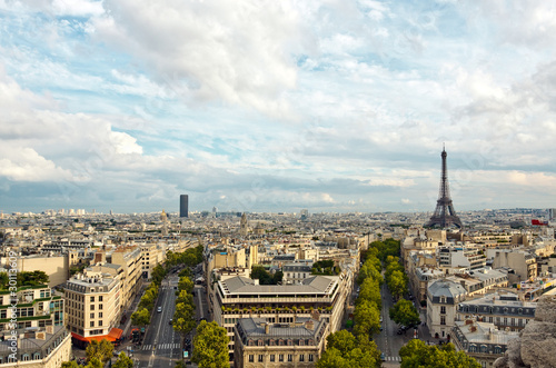 Paris aerial view from triumphal arch