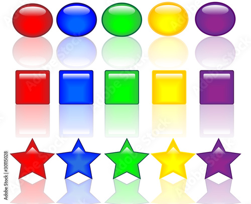 colored buttons with reflection