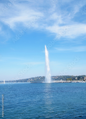 Jet d'eau , on Lake Geneva in Geneva Switzerland