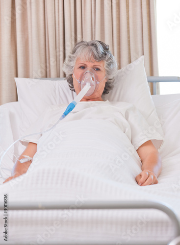 Senior woman with her respirator photo