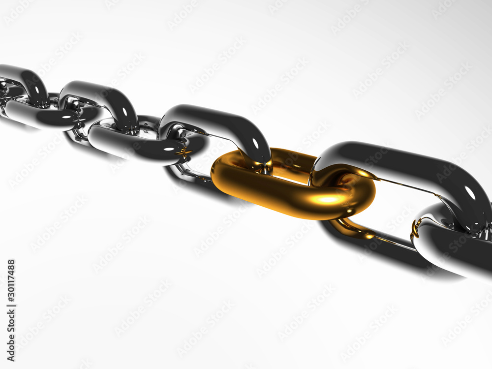 Fototapeta premium A chain with golden link