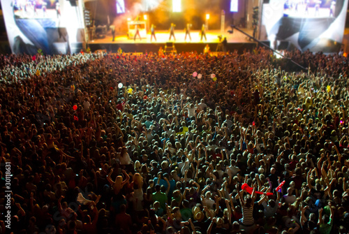 stage with giant crowd