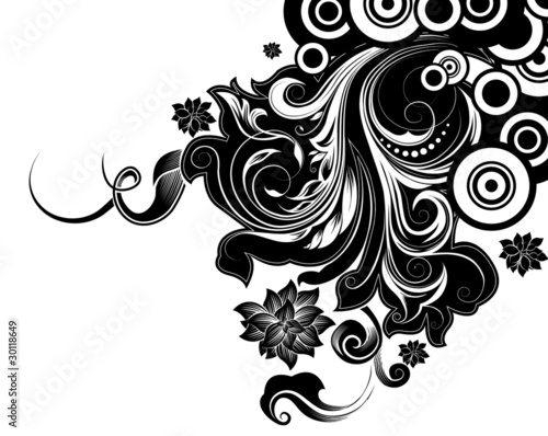Scroll Design With Swirling Flourishes And Circles