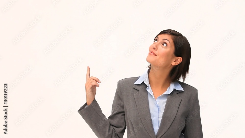 Brunette businesswoman in gray suit Brunette businesswoman in gray suit