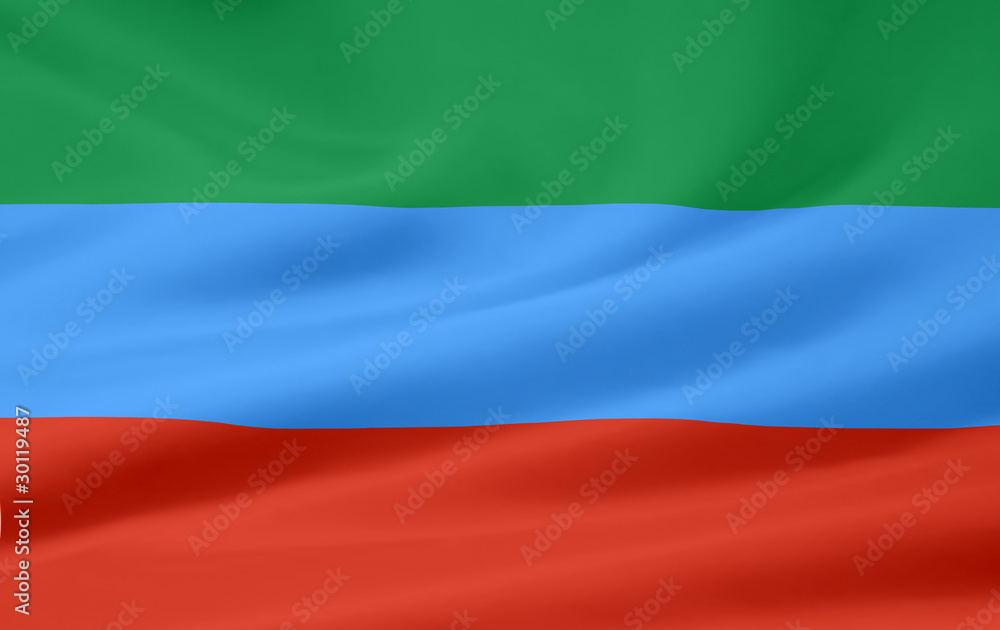 Flagge der russischen Republik Dagestan