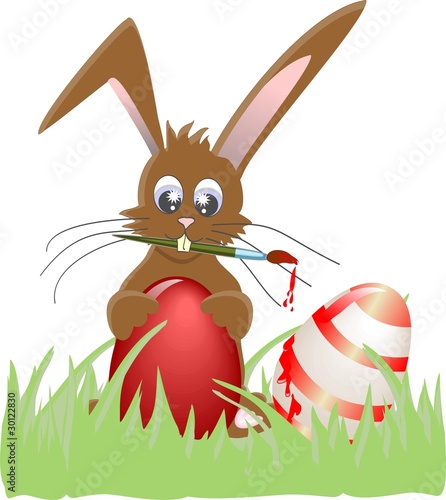 Osterhase mit Ei und Pinsel