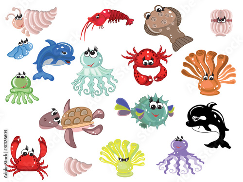 Sea animals,icons, vector