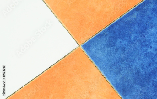 Orange, blue and white paving stone pattern, background