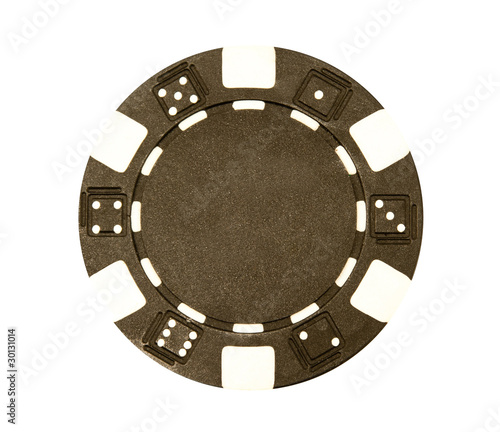 Photography Black poker chip isolated on white