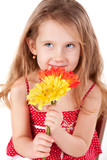 Cute little girl with daisies