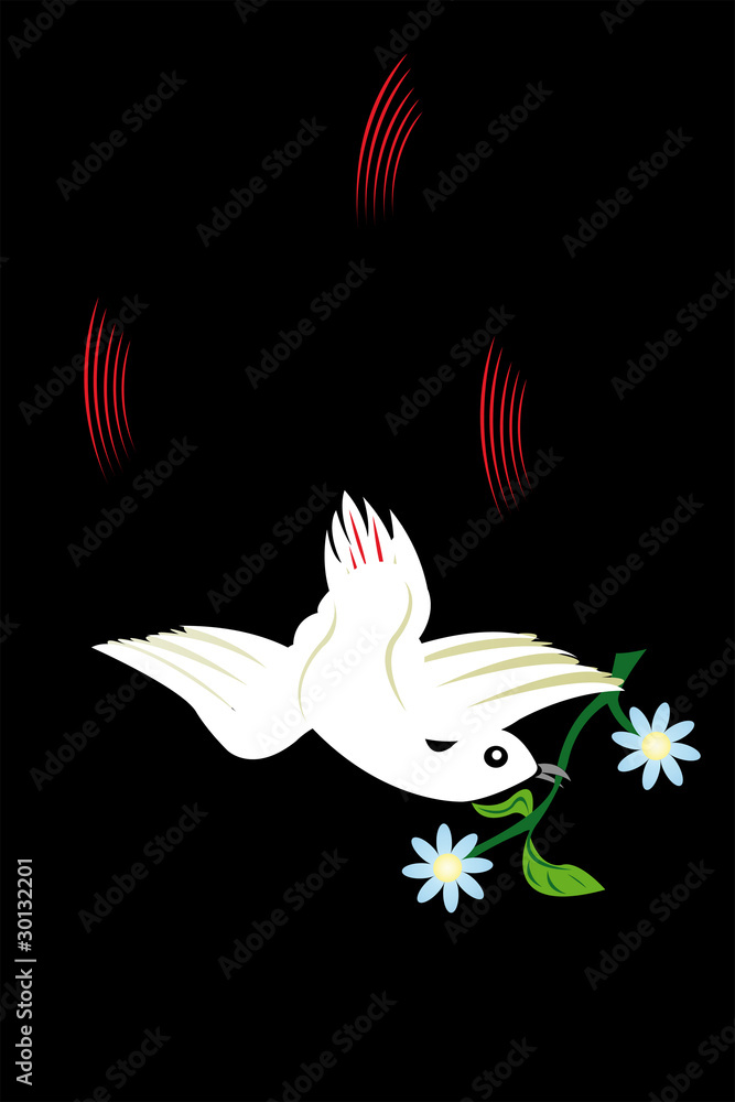 vector illustration of bird with flower in her beak