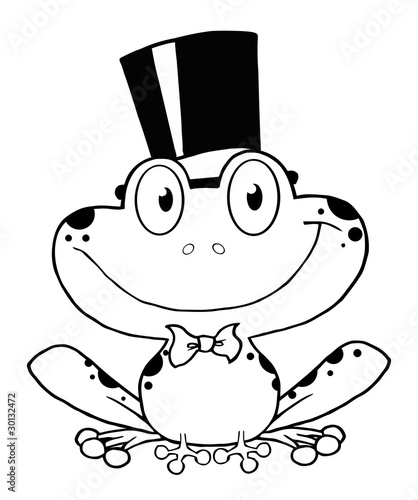 Outlined Groom Frog Cartoon Character