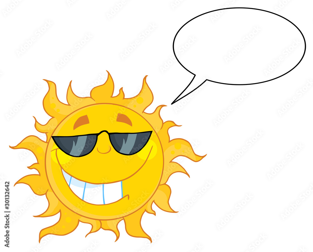 Smiling Sun With Sunglasses And Speech Bubble