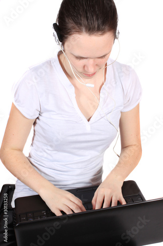 Plakat Attractive headset girl