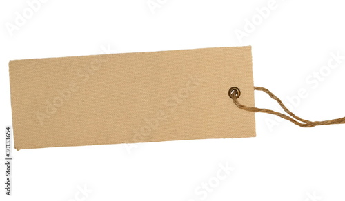 Blank tag tied isolated on white background