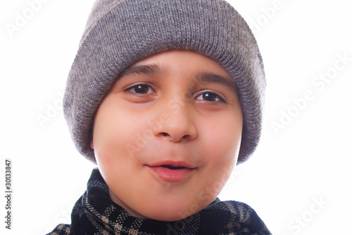The boy in winter clothes