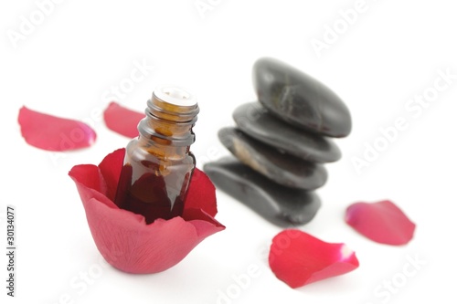 spa stones and rose therapy
