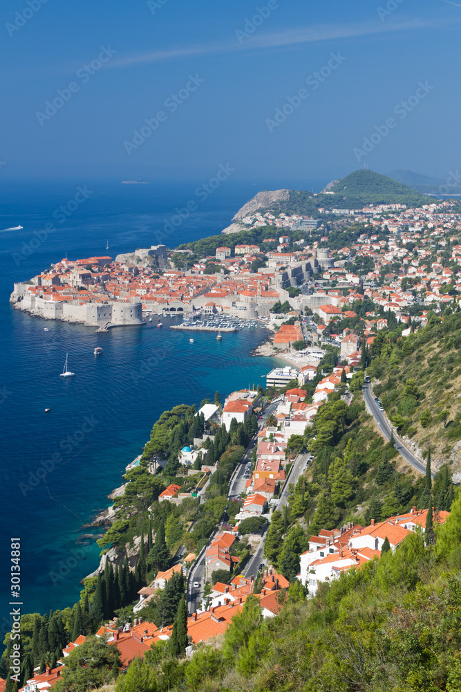 old town of Dubrovnik with surrounding area at the sea, Croatia
