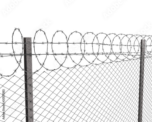 Chainlink fence with barbed wire on top