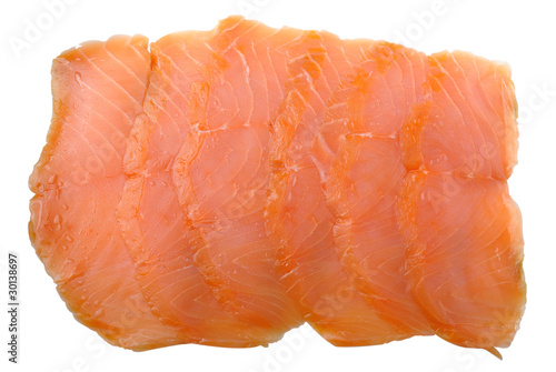 Smoked salmon slices