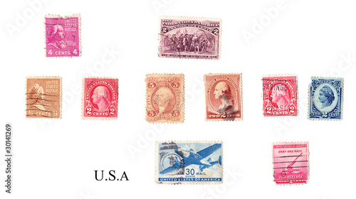 American various vintage collection of postage stamps.