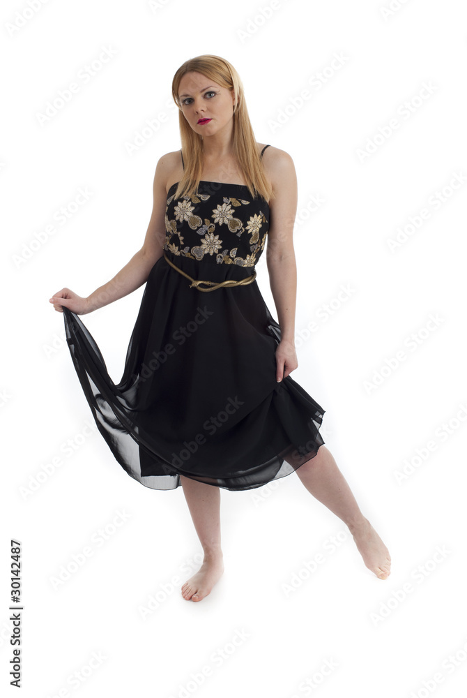 Naklejka premium Isolated blonde female in long dress