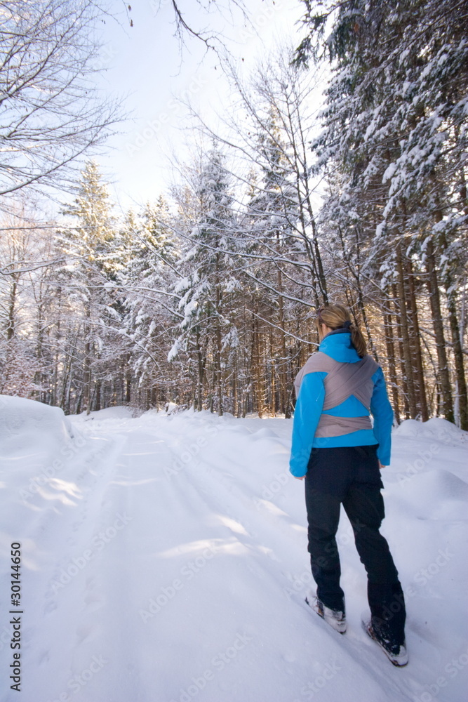woman hiking in winter