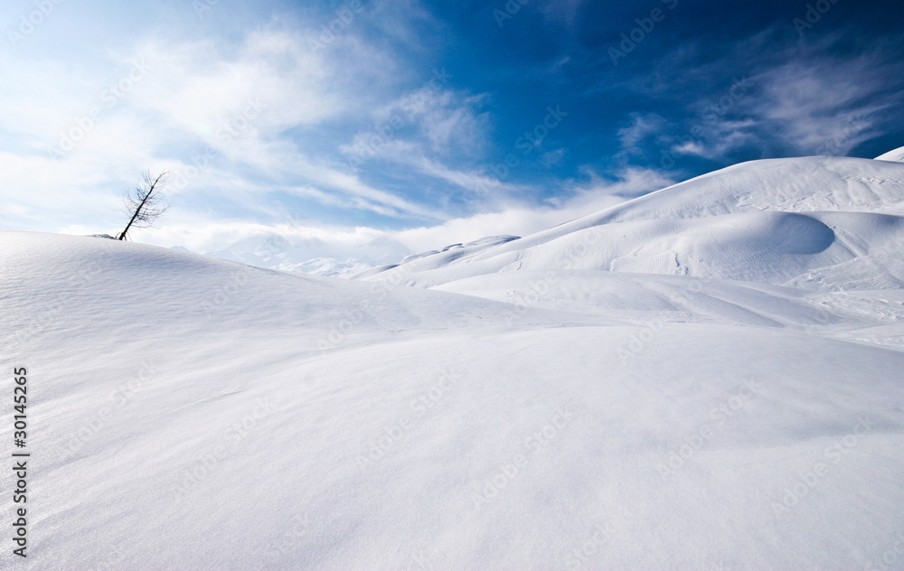 alps covered with snow, bohinj region