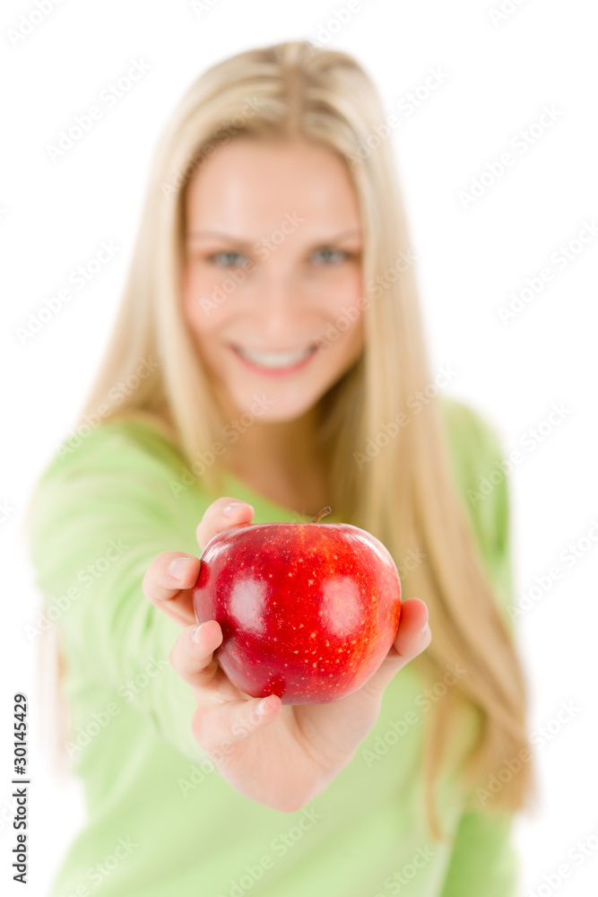 Healthy lifestyle - woman holding red apple Healthy lifestyle - woman holding red apple