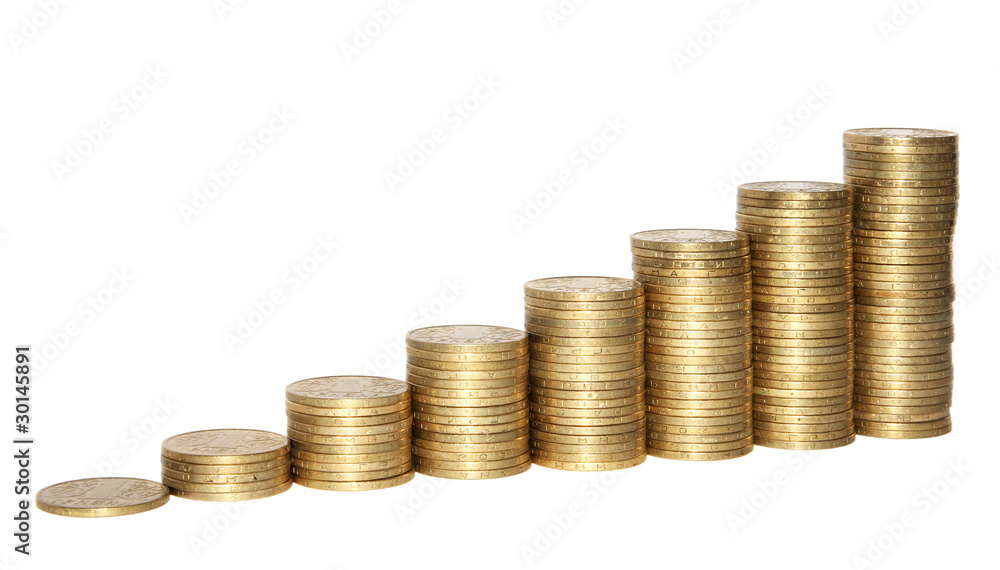 Ukrainian coins pyramid. (isolated) Ukrainian coins pyramid. (isolated)