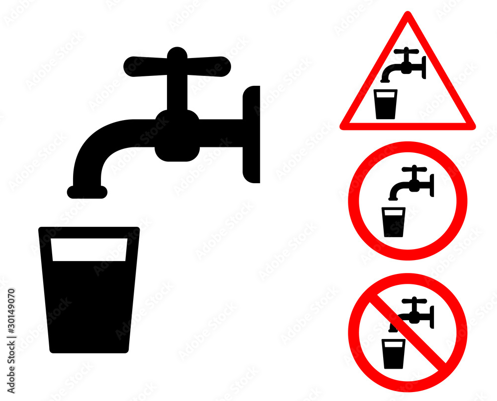 Drinking water pictogram warning and prohibition signs Drinking water pictogram warning and prohibition signs