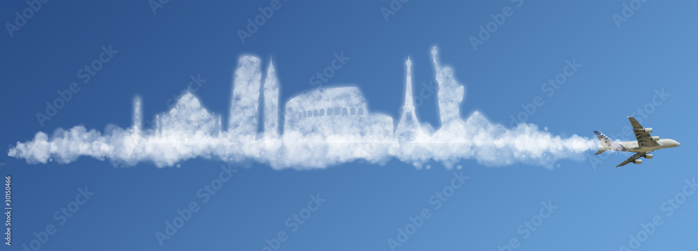 Travel the world clouds concept
