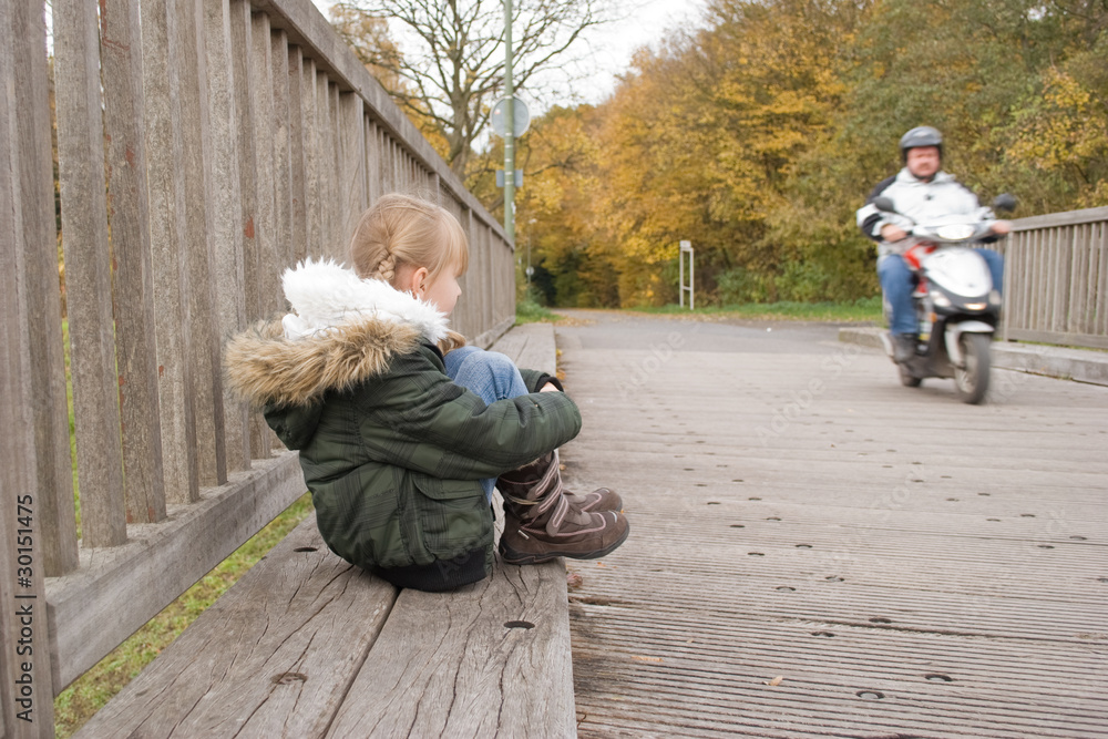 Fototapeta premium The child on road.