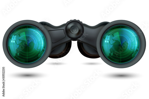 binoculars with target map