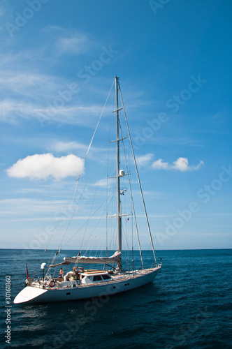 big catamaran anchored at phu-ket in thailand