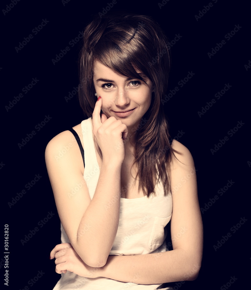 Young, beautiful woman posing in studio Young, beautiful woman posing in studio