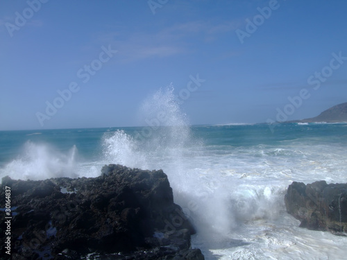 Waves and the rocky coast of La Palmas,