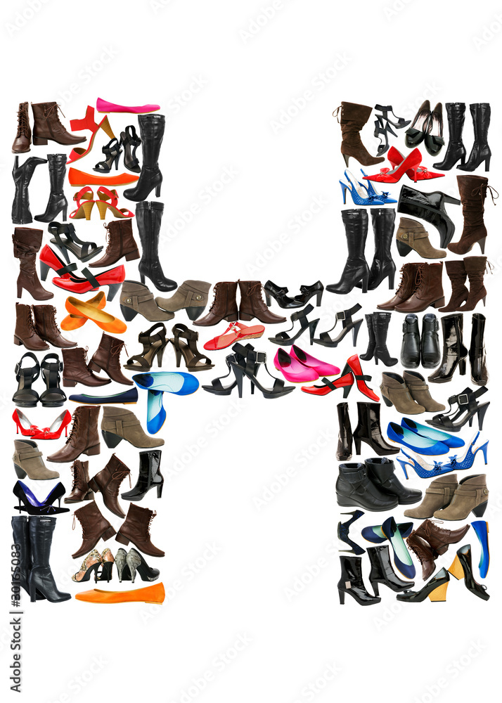 Font made of hundreds of shoes - Letter H Font made of hundreds of shoes - Letter H