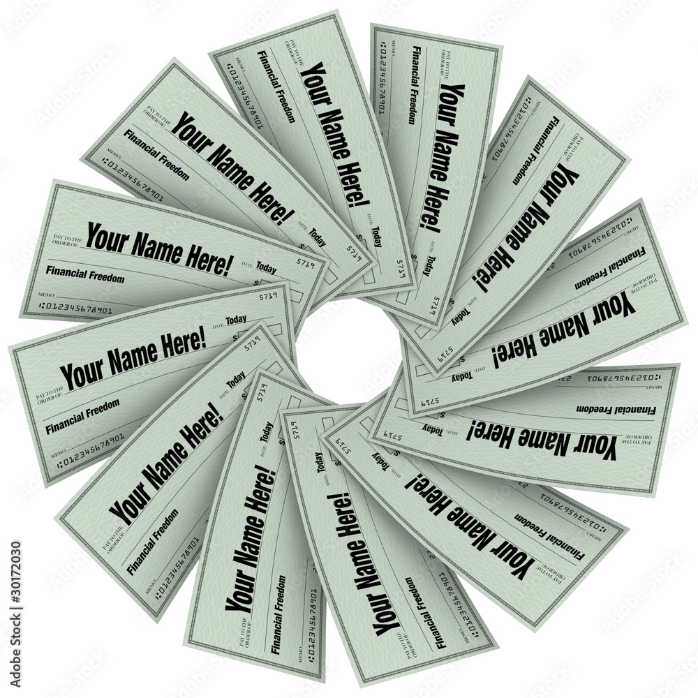 Blank Checks Spiral Pattern - Financial Freedom Blank Checks Spiral Pattern - Financial Freedom